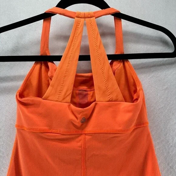 Lululemon Top Womens Size 2 Scoop Me Up Tank II Luon Athletic Workout Orange - Picture 5 of 9